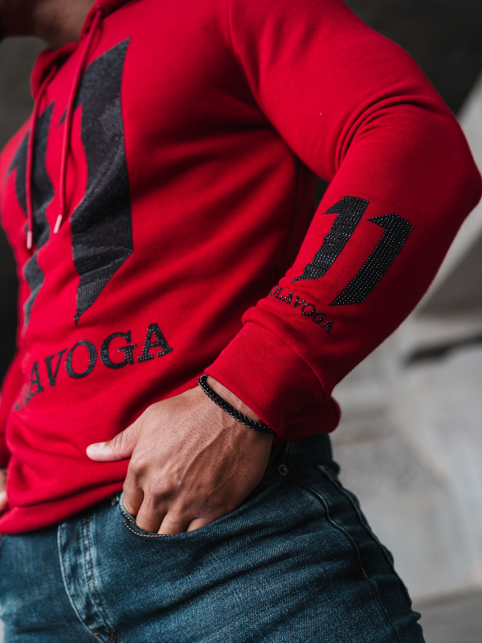 Bluza męska cekinowa aplikacja Nukus Ola Voga bordowa