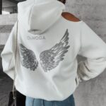 Bluza z wycięciem i nadrukiem Forta Ola Voga ecru