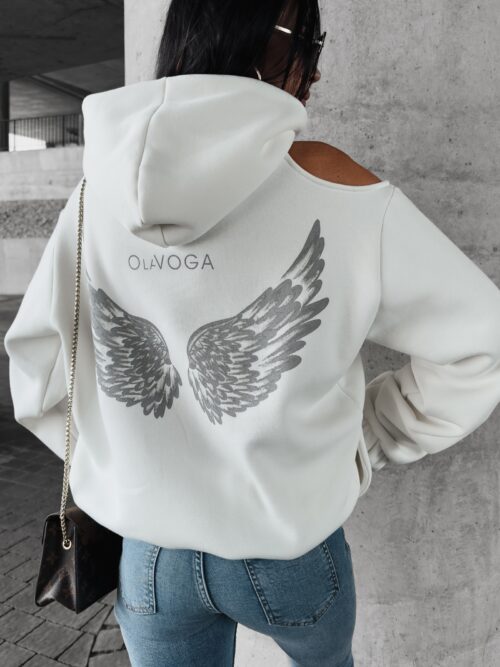 Bluza z wycięciem i nadrukiem Forta Ola Voga ecru