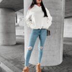 Bluza z wycięciem i nadrukiem Forta Ola Voga ecru