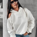 Bluza z wycięciem i nadrukiem Forta Ola Voga ecru