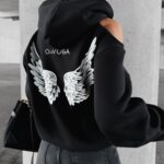 Bluza z wycięciem i nadrukiem Forta Ola Voga czarna