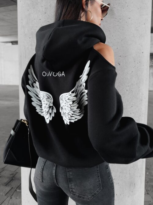 Bluza z wycięciem i nadrukiem Forta Ola Voga czarna