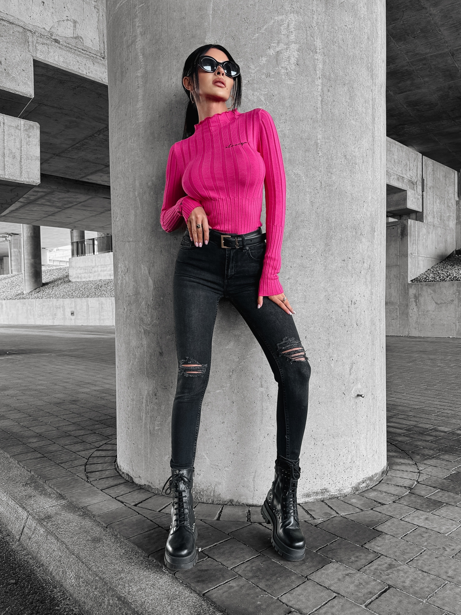 Bluzka prążkowana Piper Ola Voga różowa