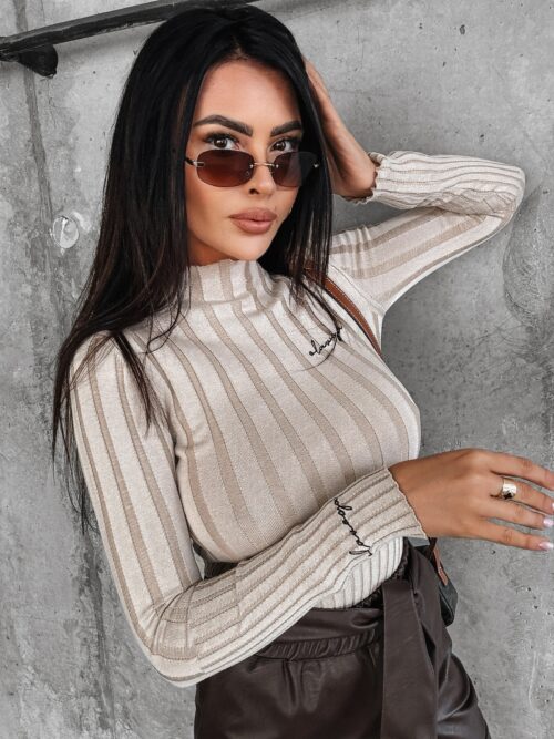 Bluzka prążkowana Piper Ola Voga beżowa