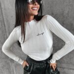 Bluzka prążkowana Piper Ola Voga ecru