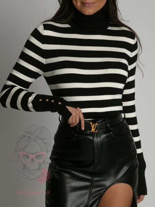 Golf sweter Direk czarny w paski