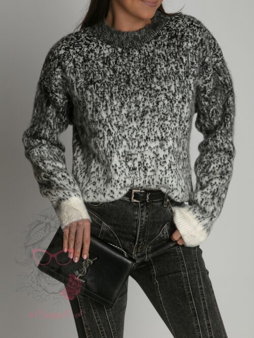 Sweter moherowy Gost czarno-biały