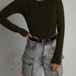 Bluzka prążkowana Missius khaki