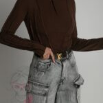 Bluzka prążkowana Missius brązowa