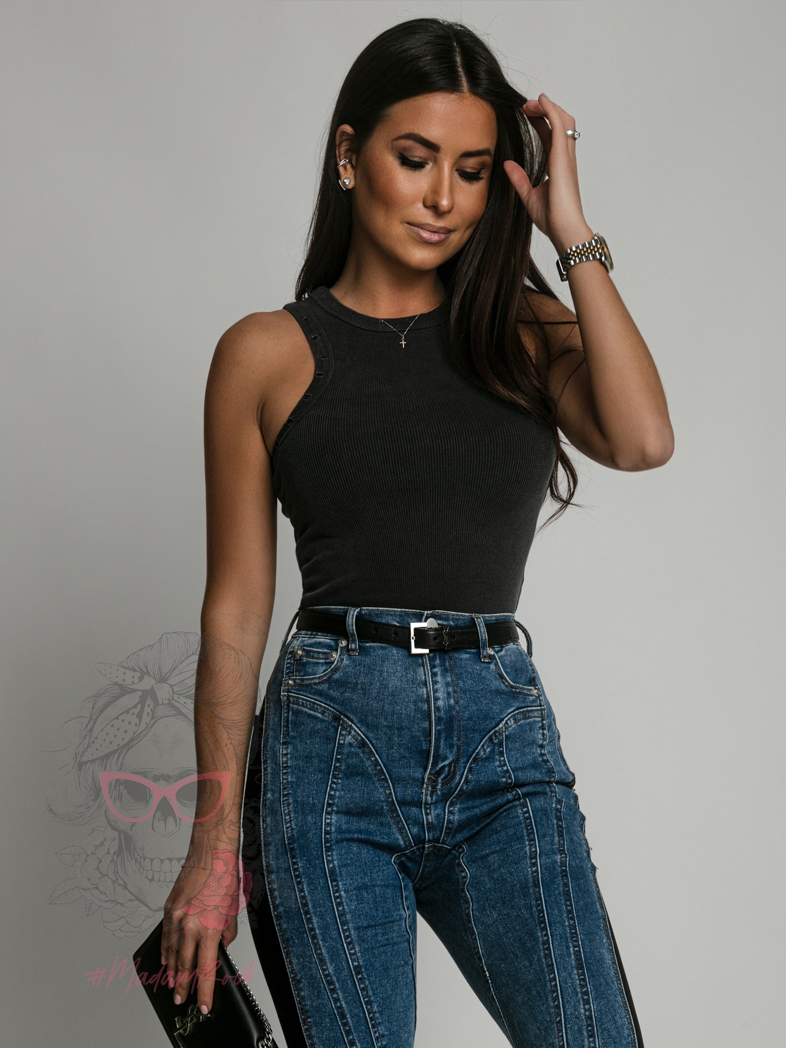 Top bokserka Ida dekatyzowana szara