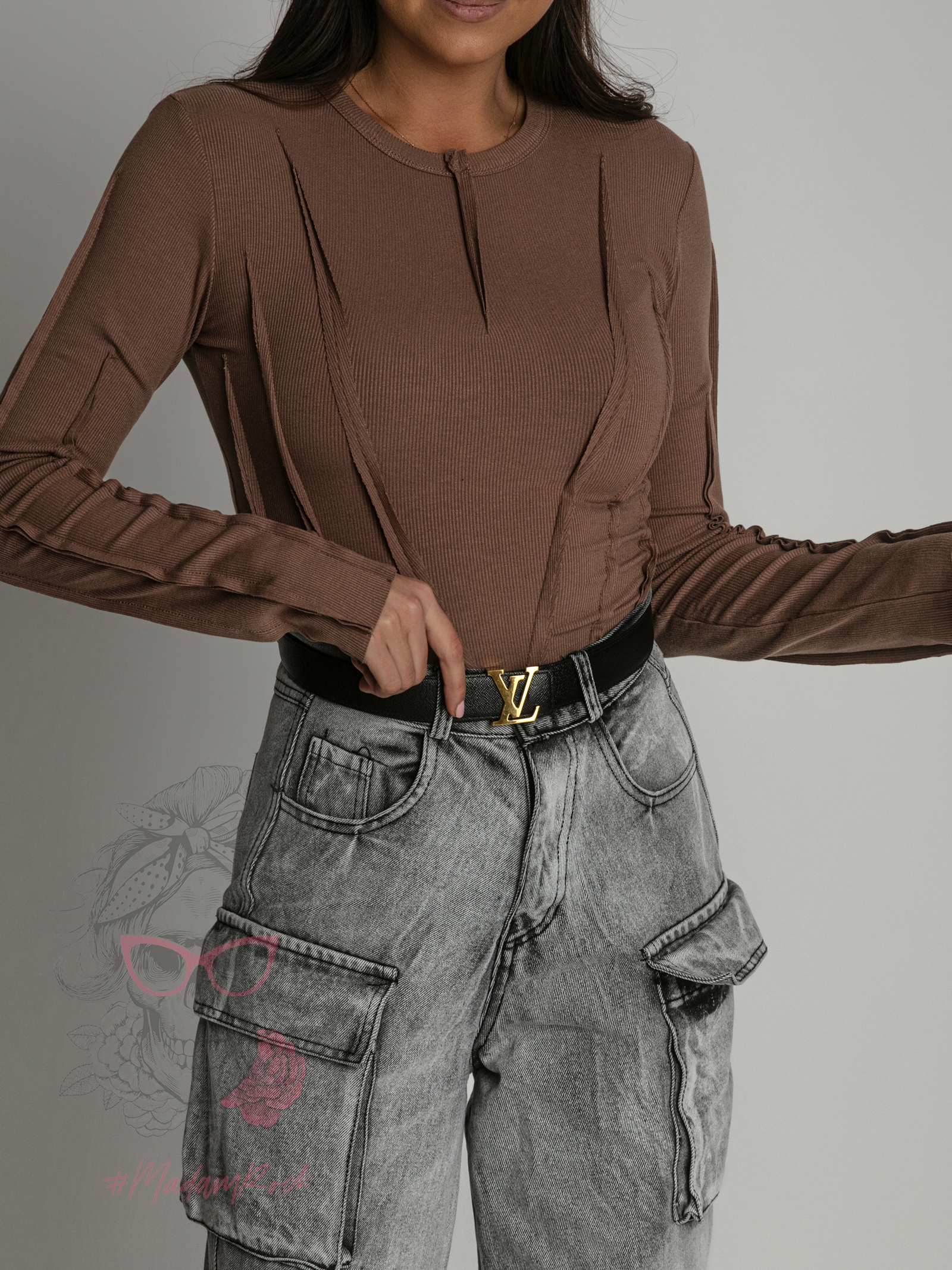 Bluzka prążkowana Missius mocca