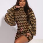 Sukienka imprezowa NB ZigZag złoto-czarna