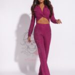 Komplet dzianinowy NB Wafells fuksja