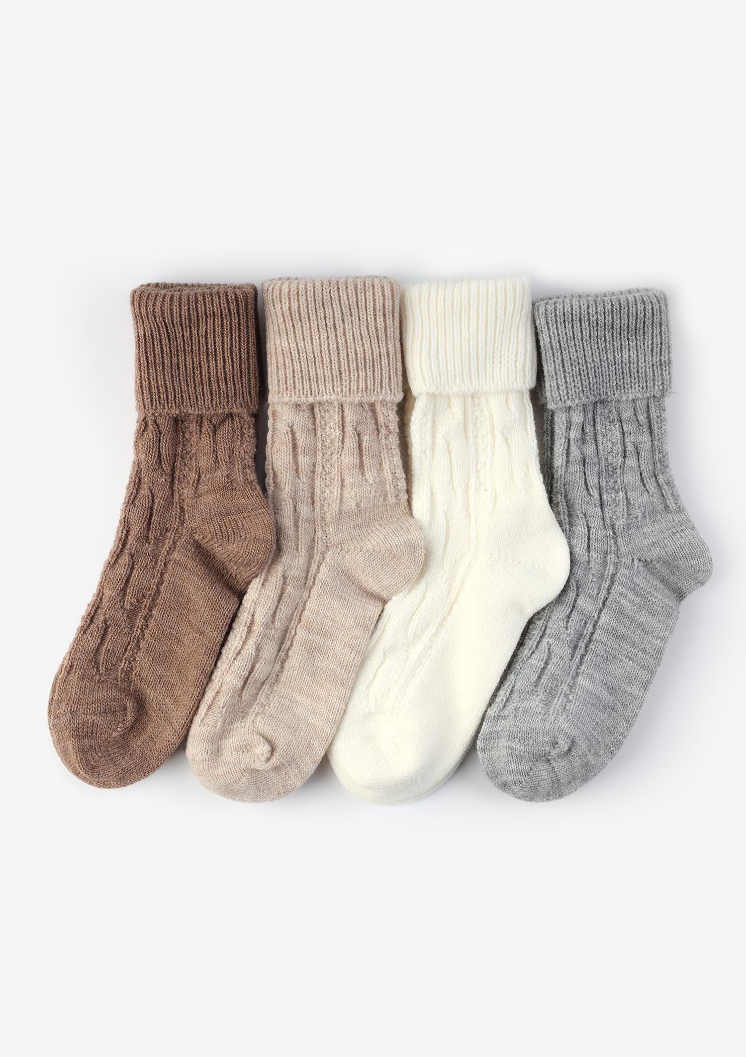 Skarpety damskie ciepłe z wełną brąz melanż