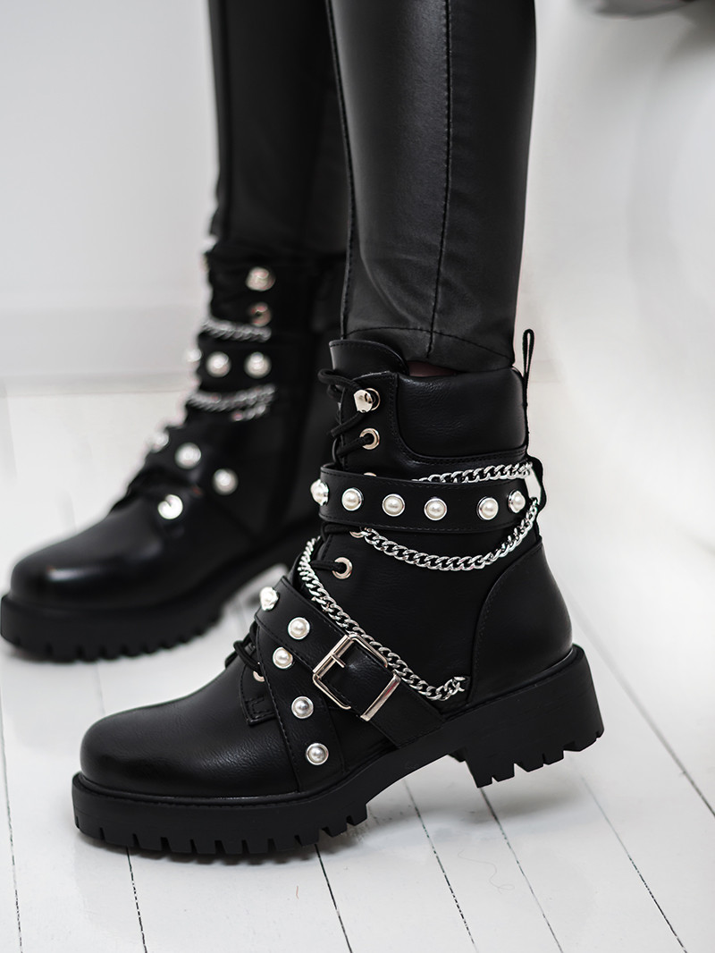 Workery z perłami Gaga Rock czarne