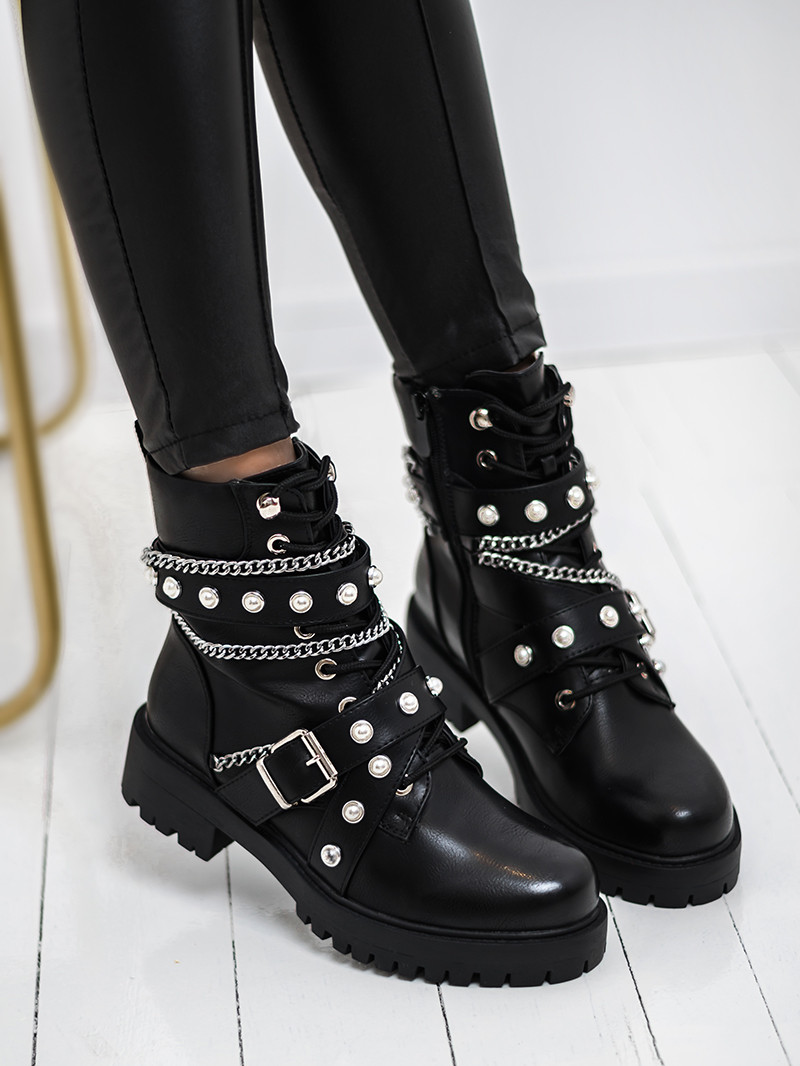 Workery z perłami Gaga Rock czarne Workery z perłami Gaga Rock czarne