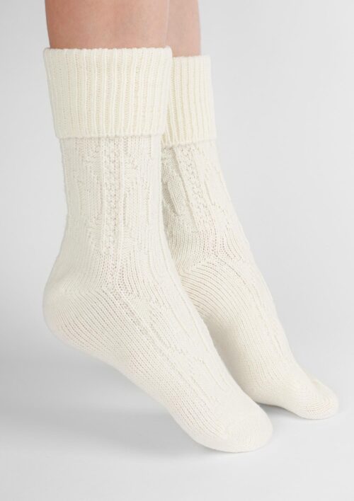 Skarpety damskie ciepłe z wełną ecru
