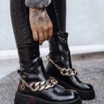 Botki z łańcuchem Rock Strech czarne