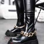 Botki z łańcuchem Rock Strech czarne