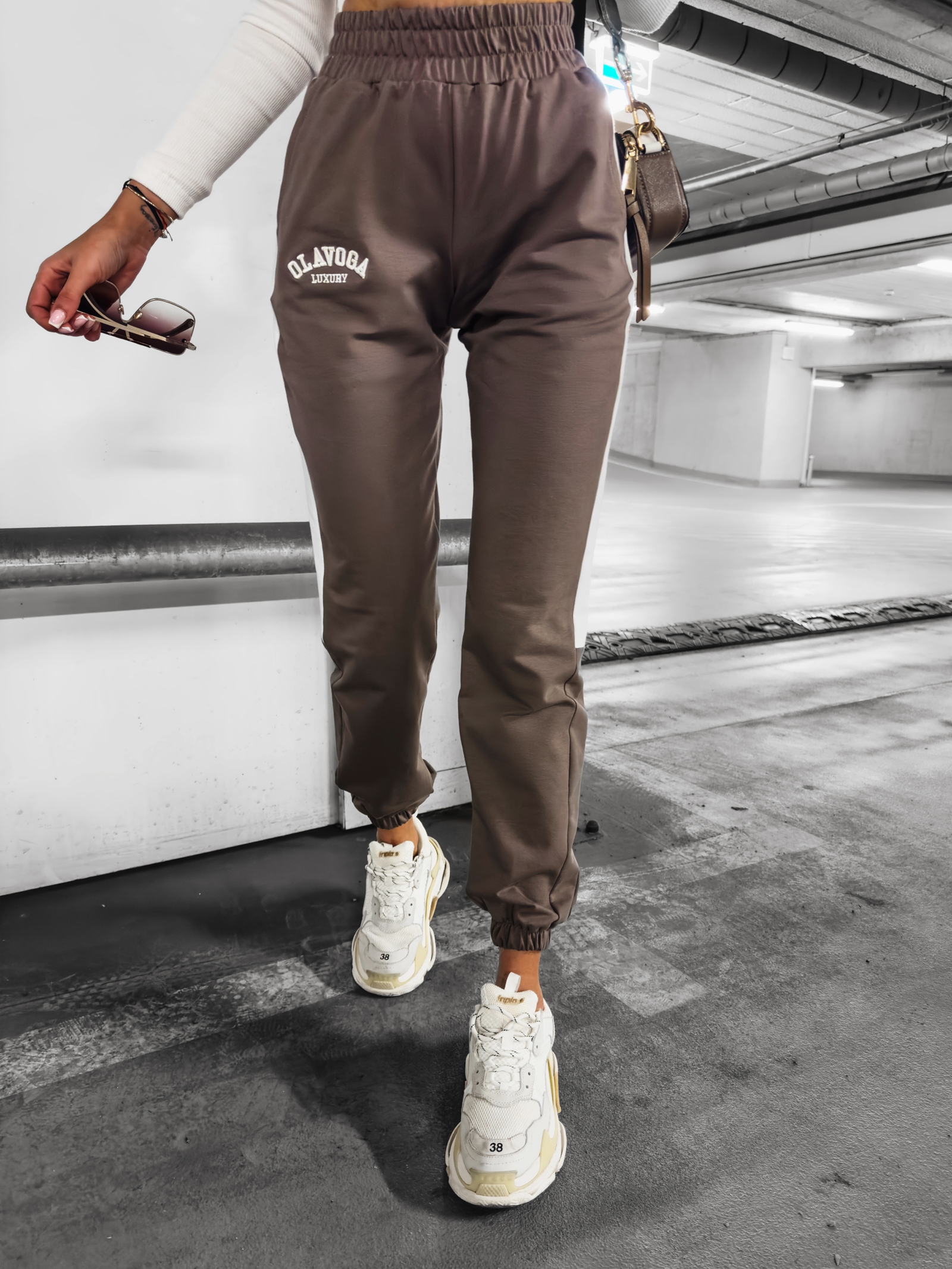 Spodnie dresowe z lampasem Parla Ola Voga cappuccino