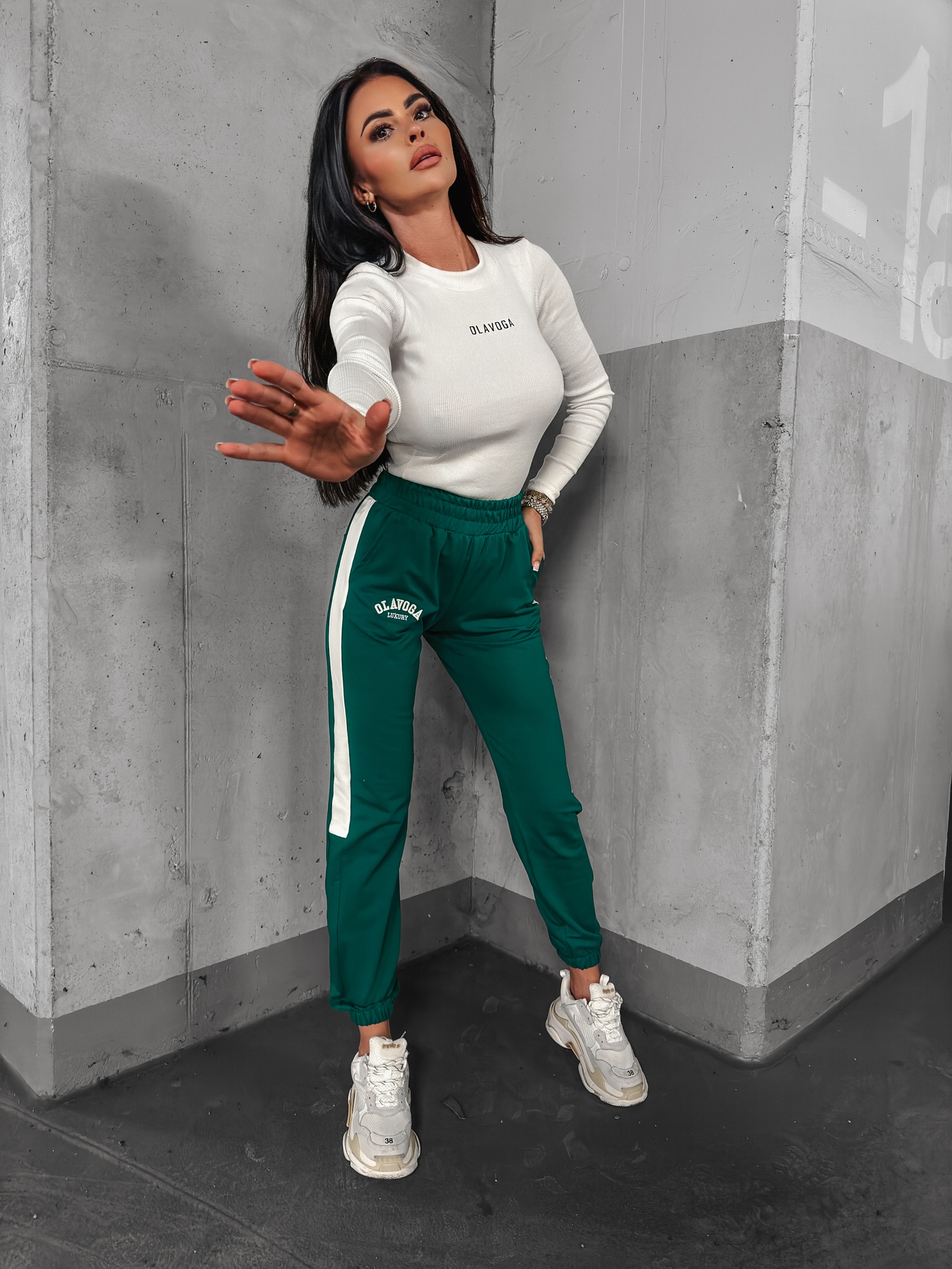 Spodnie dresowe z lampasem Parla Ola Voga zielone Spodnie dresowe z lampasem Parla Ola Voga zielone