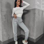 Spodnie dresowe z lampasem Parla Ola Voga szary melanż