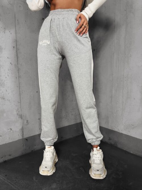 Spodnie dresowe z lampasem Parla Ola Voga szary melanż