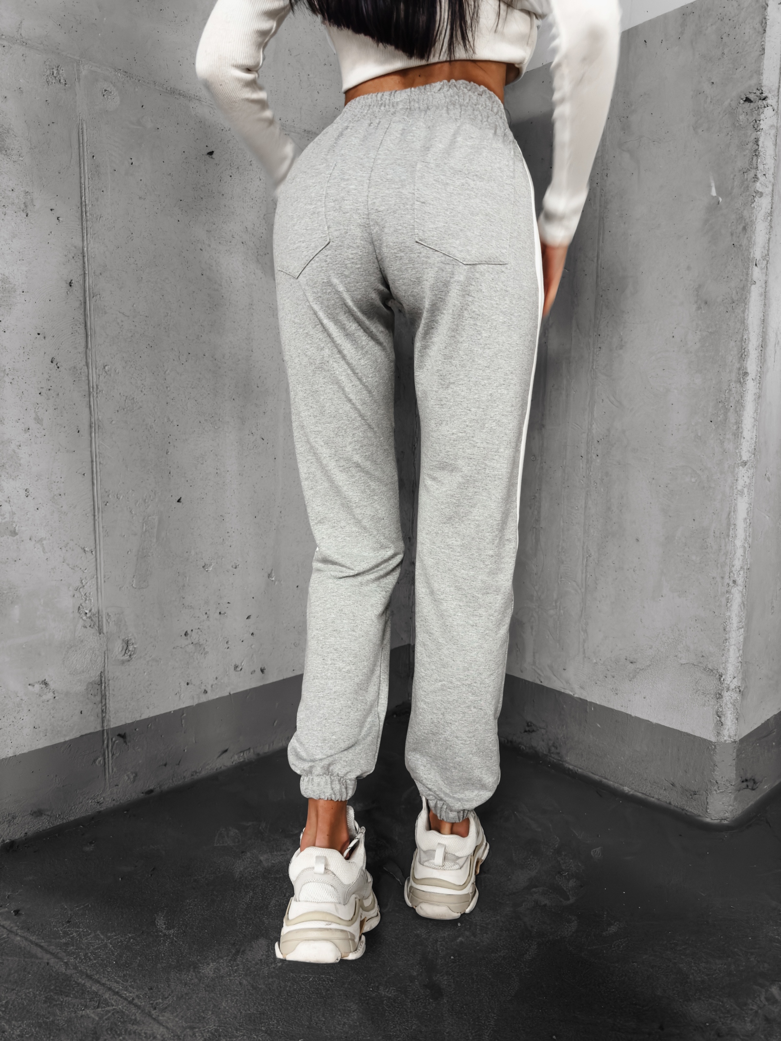 Spodnie dresowe z lampasem Parla Ola Voga szary melanż Spodnie dresowe z lampasem Parla Ola Voga szary melanż