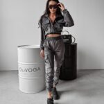 Komplet damskie casual welurowy Tilda Ola Voga grafitowy