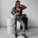 Komplet damskie casual welurowy Tilda Ola Voga grafitowy