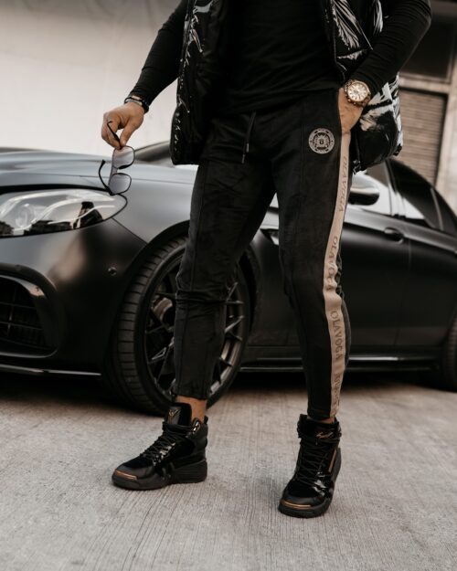 Spodnie męskie welurowe Simplicity Ola Voga czarne