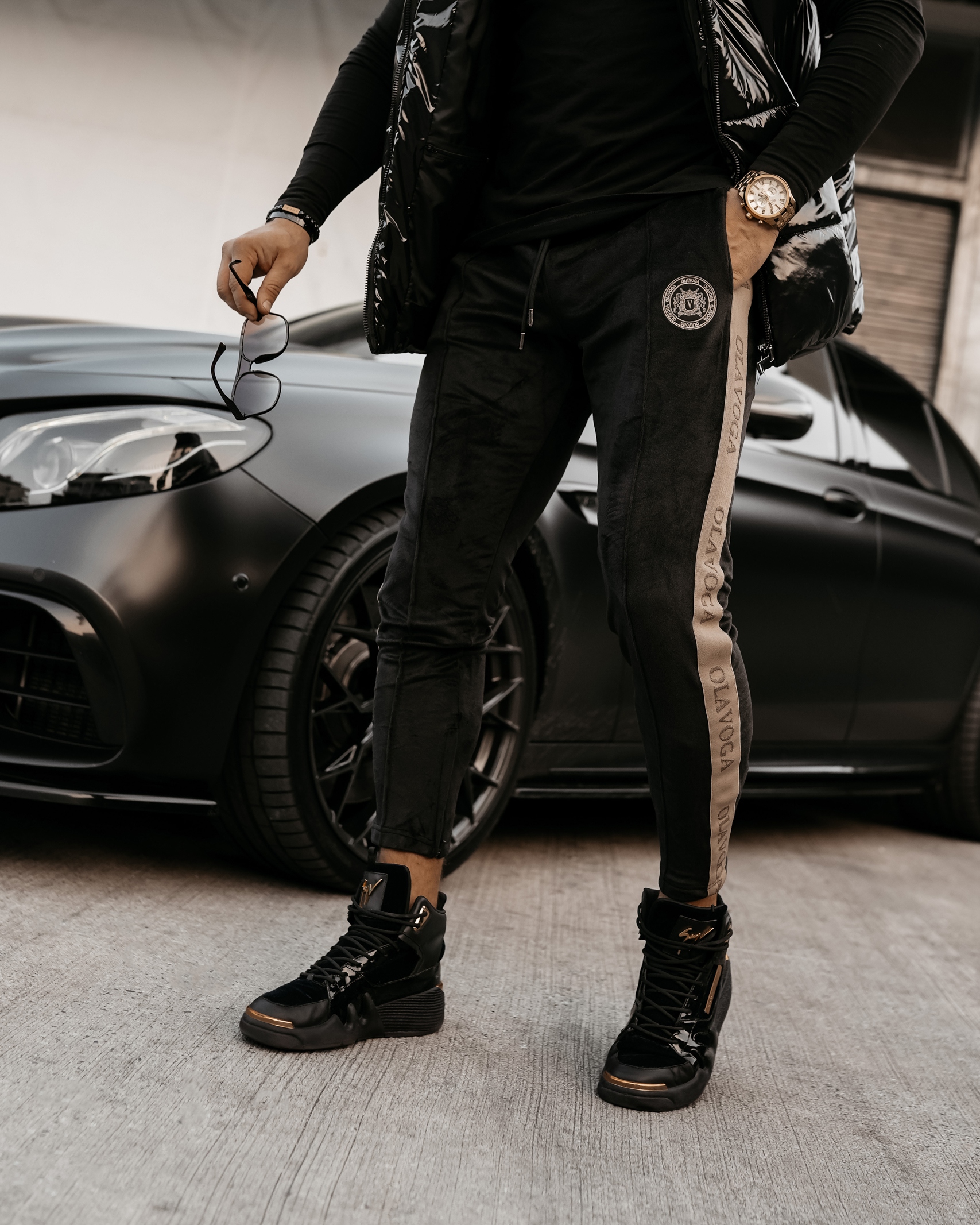 Spodnie męskie welurowe Simplicity Ola Voga czarne