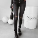 Spodnie jeansowe dekatyzowane Erica Ola Voga czarne