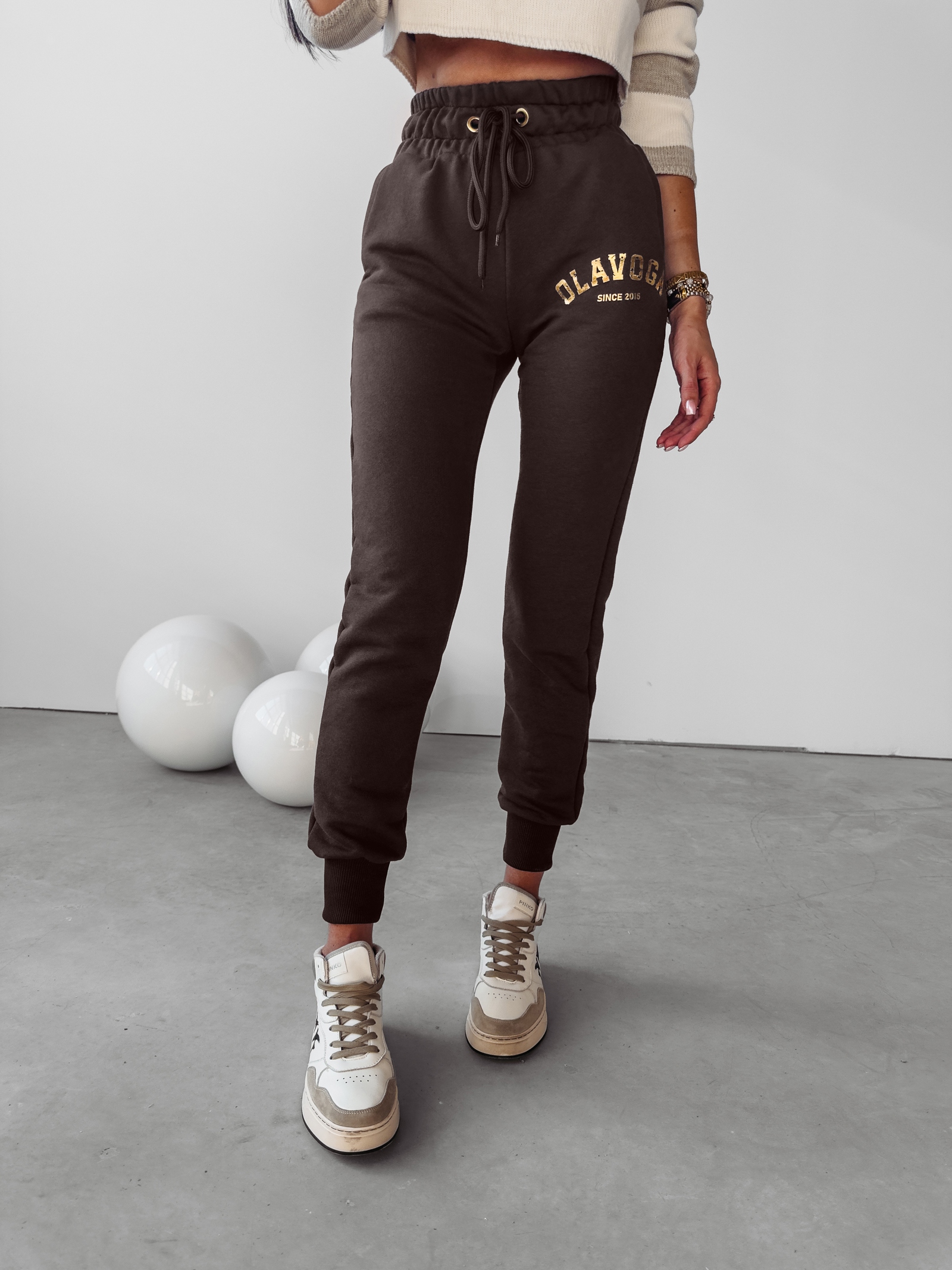 Spodnie joggery sportowe Mone Ola Voga brązowe