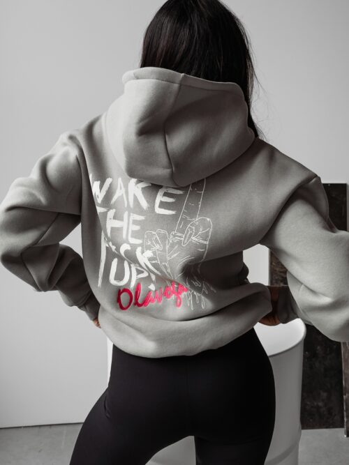 Bluza kangurka z nadrukiem Mal Ola Voga szara