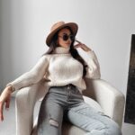 Sweter oversize dzianinowy Maeve Ola Voga ecru