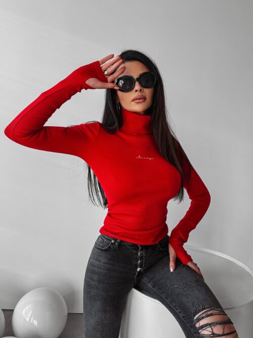 Sweter golf basic dzianinowy Acra Ola Voga czerwony