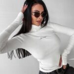 Sweter golf basic dzianinowy Acra Ola Voga ecru