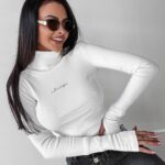 Sweter golf basic dzianinowy Acra Ola Voga ecru
