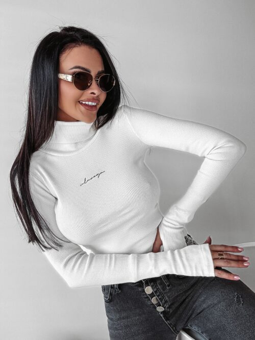 Sweter golf basic dzianinowy Acra Ola Voga ecru