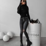 Sweter golf basic dzianinowy Acra Ola Voga czarny