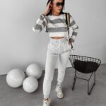 Sweter krótki Jude Ola Voga j.szary-ecru