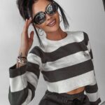 Sweter krótki Jude Ola Voga c.szary-ecru