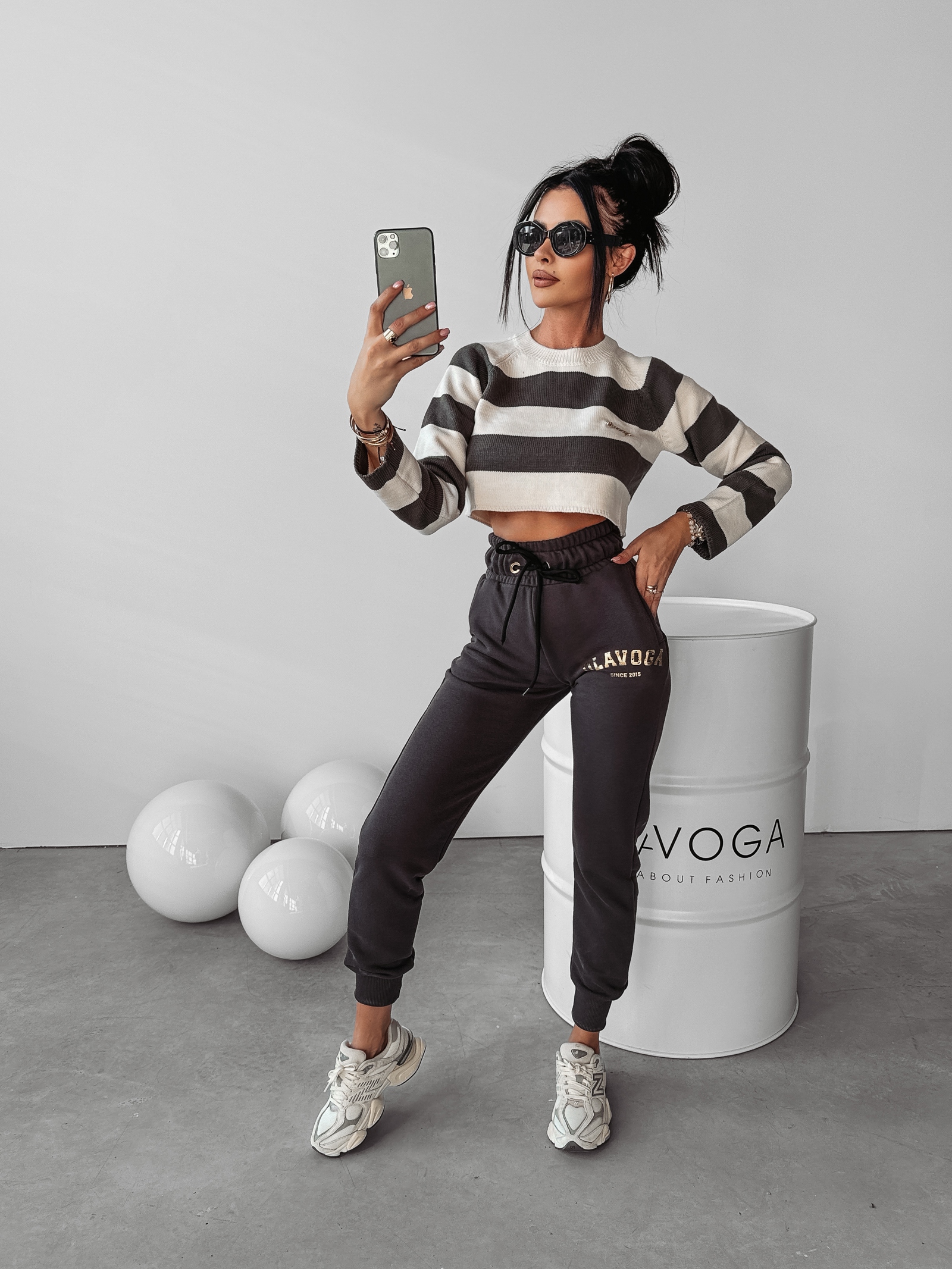 Sweter krótki Jude Ola Voga c.szary-ecru Sweter krótki Jude Ola Voga c.szary-ecru