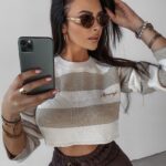 Sweter krótki Jude Ola Voga beżowy-ecru