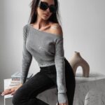 Bluzka sweterkowa prążkowana ART Ola Voga j.szara