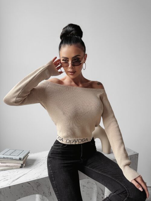 Bluzka sweterkowa prążkowana ART Ola Voga beżowa