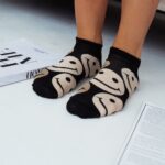 Stopki damskie emoji czarno-beżowe