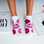 Stopki damskie emoji biało-różowe